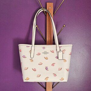Coach Small City Tote Shoulder Bag with Snail Print CV269